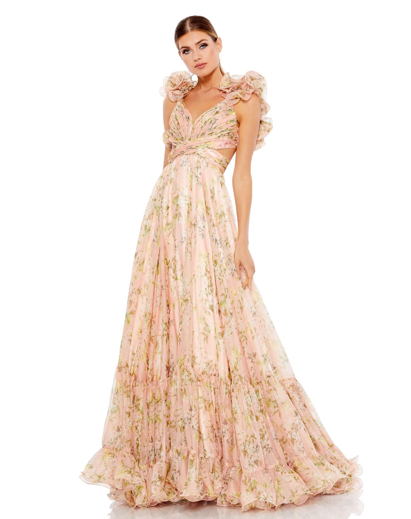 Shop Mac Duggal Embellished Floral Cap-Sleeve Gown | Saks Fifth Avenue